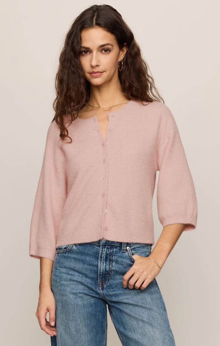 VALOR SHORT SLEEVE CARDIGAN IN SOFT BLUSH