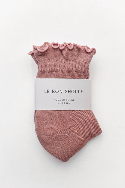 Ruffled Hugger Crew Socks in VANILLA / RED