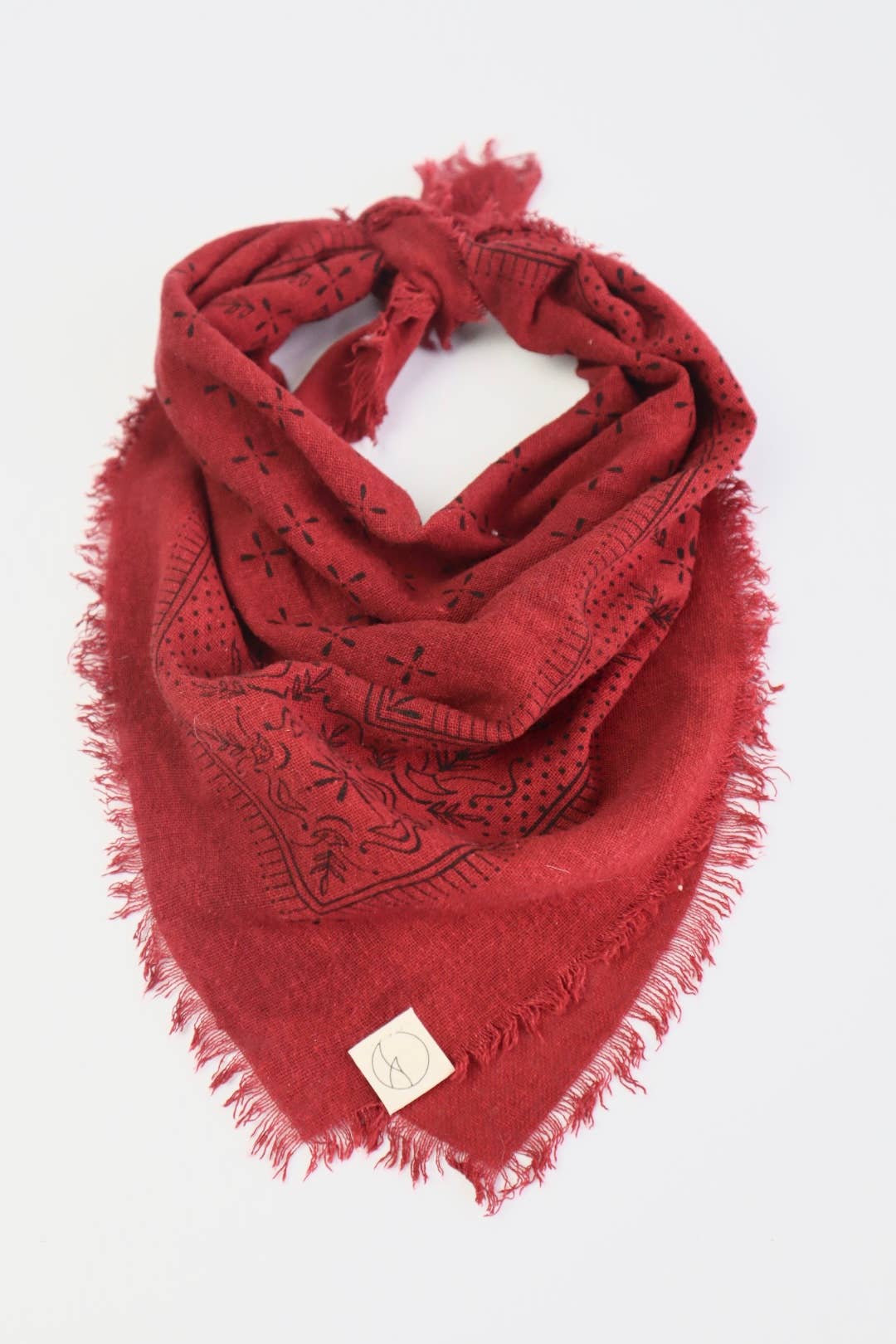 Poppy Red Classic Print Naturally Dyed Bandana (Black)