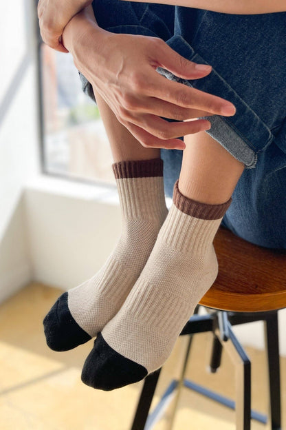 Color Block Girlfriend Socks in Black Coffee