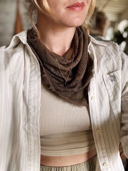 Limited chocolate Classic Print Plant Dyed Bandana-brown ink