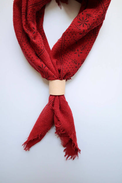 Poppy Red Classic Print Naturally Dyed Bandana (Black)