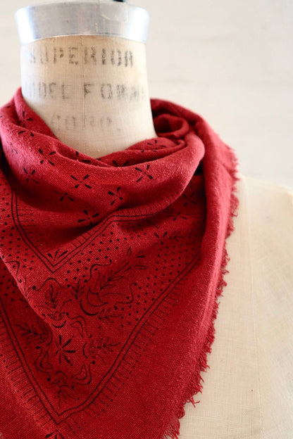 Poppy Red Classic Print Naturally Dyed Bandana (Black)
