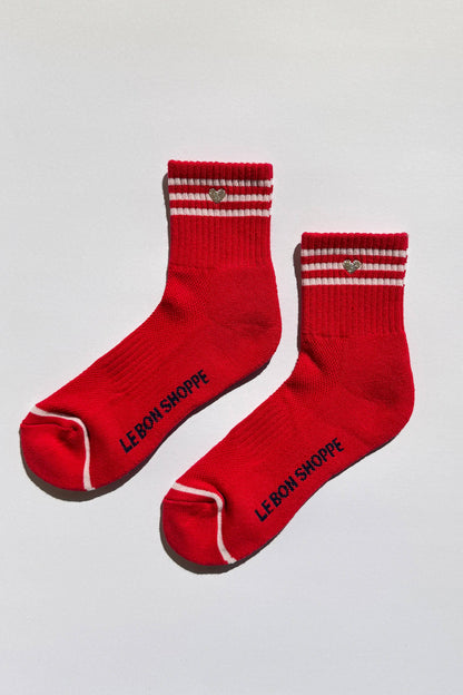 Embroidered Girlfriend socks: Scarlet + Heart