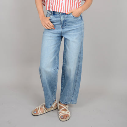 BARNI STRETCH DENIM BARREL PANT | LT WASH