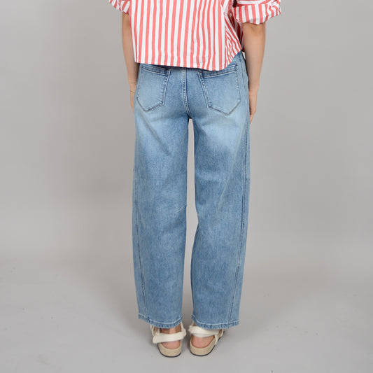 BARNI STRETCH DENIM BARREL PANT | LT WASH