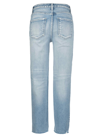 RACHAEL - High Rise Mom Raw Hem (Light Wash)